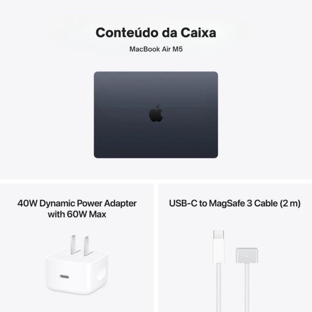 MacBook Air 13" - M5 - 16GB (CPU 10 | GPU 8) - 512GB SSD - Meia-noite - Imagem 7